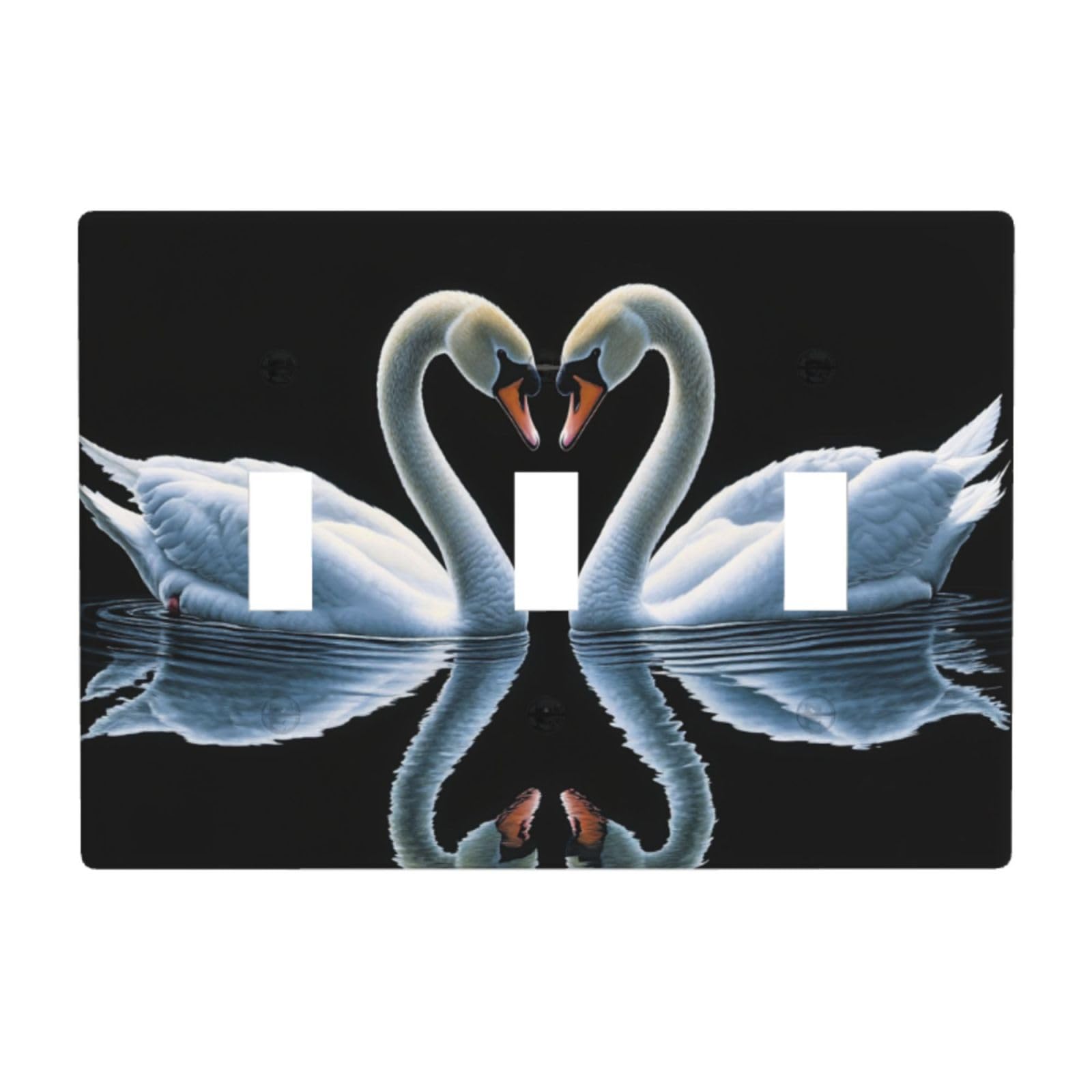 Swans Mirrored Reflection Light Switch Covers 3 Gang Triple Toggle Wall Plate Switchplate Electrical Faceplate for Bathroom Kitchen Bedroom Decor