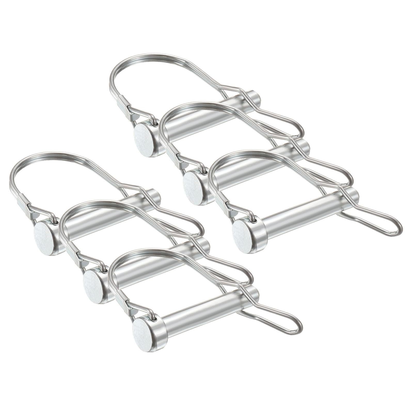 PATIKIL 6 Pcs Trailer Coupler Pins, 3/8" x 2" (9.2mm x 50mm) Safety Wire Lock Hitch Pin Arch Shaft Spring Locking Clip Half Round with Loop for Farm Trailers Lawn Garden Wagons
