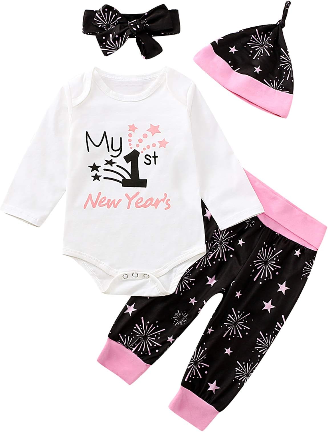 Baby Girl My 1st New Year's Outfit Set Cute First New Year Pant Set