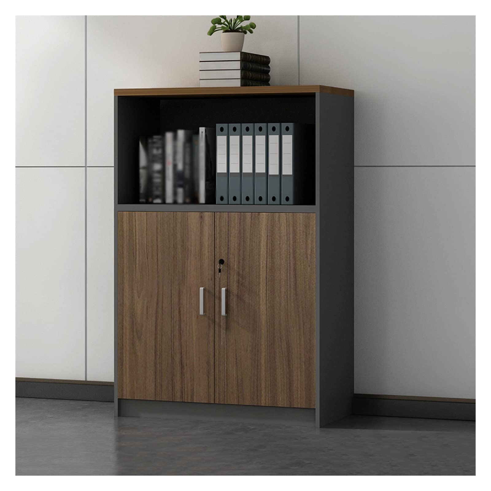 Aioneer Walnut Door File Cabinet File Cabinet, Wood Lateral Filing Cabinet With Door, Printer Stand With Open Storage Shelves For Home Office Filing Cabinet