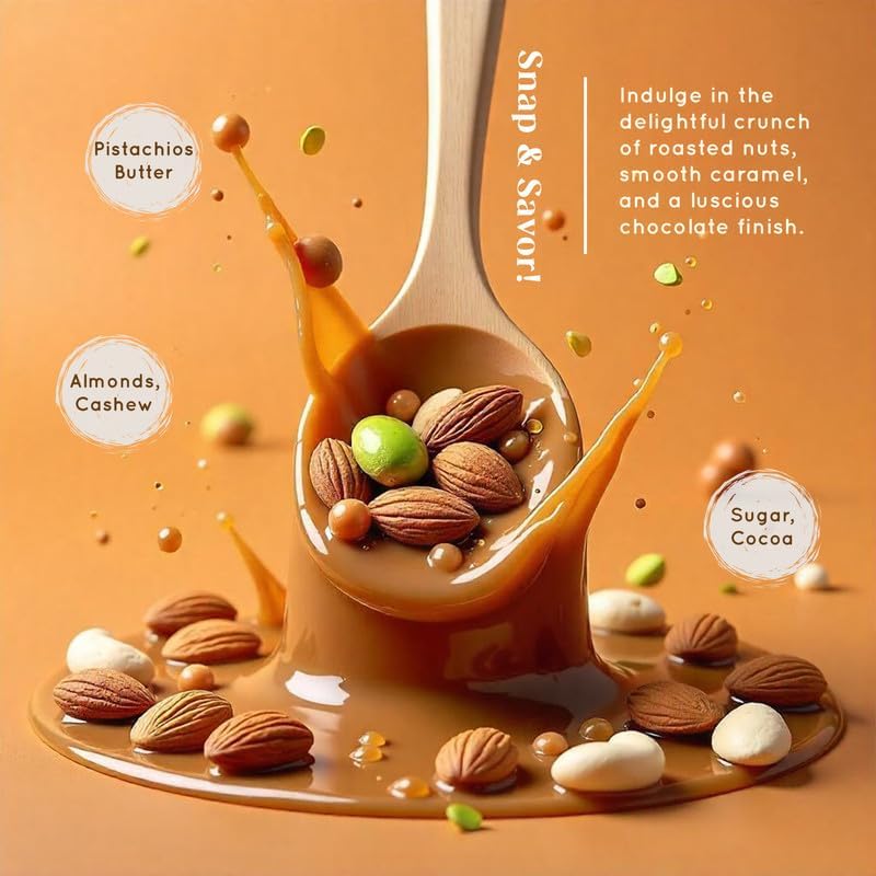 Image of Cacao Springs Assorted Brittle Collection Choco (Almonds, Cashew, Pista & Rose) - Diwali Gift Combo Choco & Nut Delicacy - Premium Diwali Gift Hamper - 8 Pieces in Each Box - 1 Box - 112gm