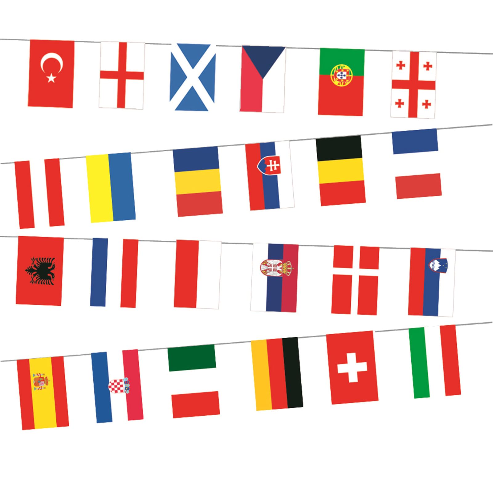 Jazuaiao Celebrate European Football 2024 with Colorful Country Flags Pennants Decorative Bunting Flags for Party Decoration National Teams Bunting