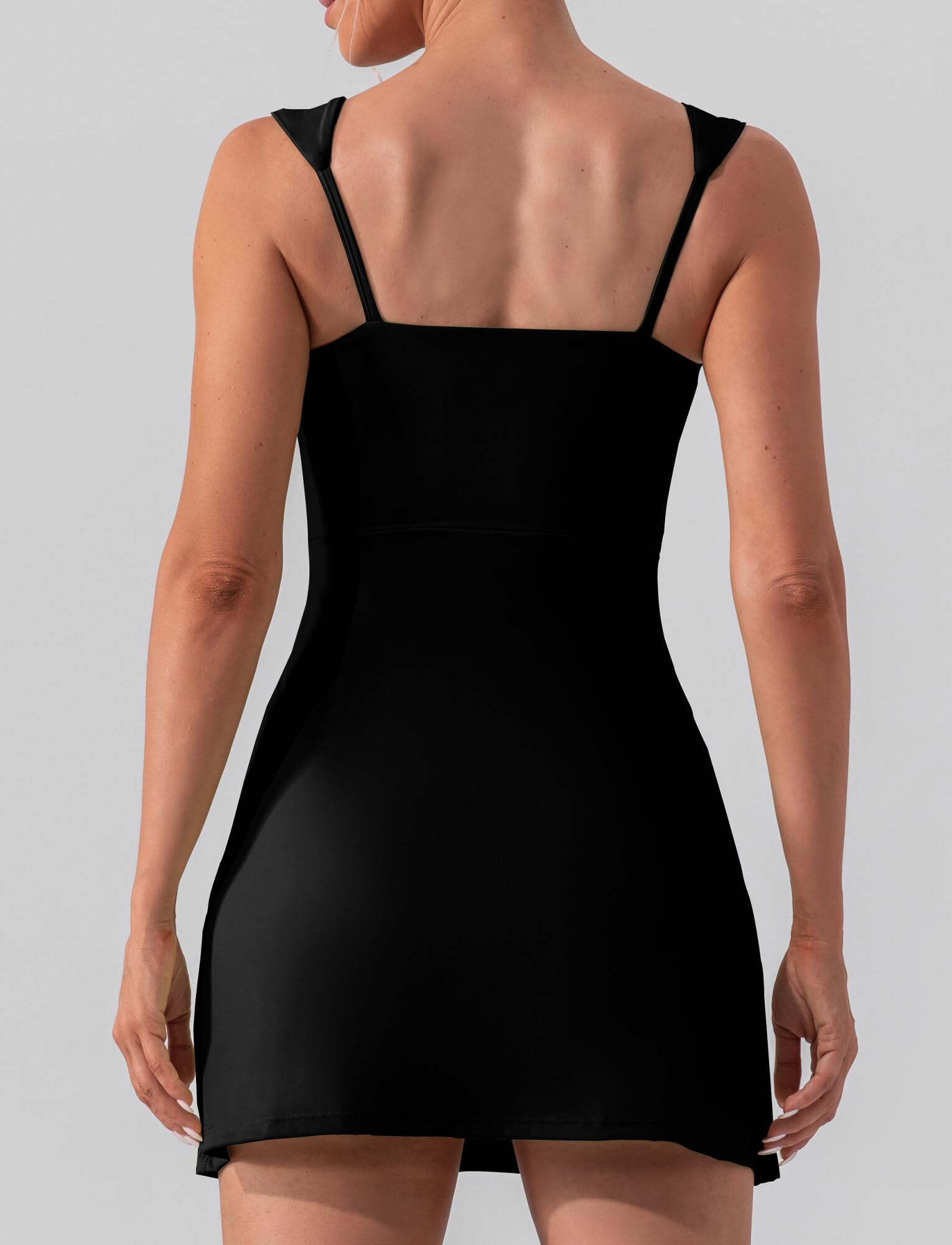 SEAUR Robe de Tennis Femme Robe de Golf sans Manches Femme Été Robe de Sport Moulante Couleur Unie Yoga Gym Fille L