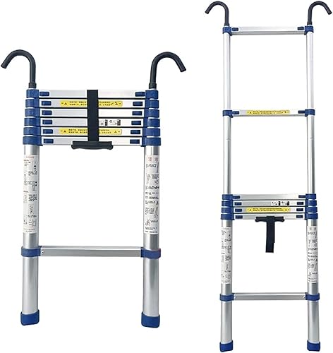 Aluminum Extension Ladder for 8m 7m 6m 5m 4m 3m 2m Roof, Telescoping Ladder with Detachable Hook & Extra Wide Step, Load 150kg (Size  1.5m5ft)