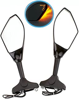 Yibid Integrated Motorcycle LED Turn Signal Light Mirrors for Yamaha XJ6 Diversion F 2009-2011, R6S 2006 - 2009, R1 1998-2009, FZ1 FAZER, FZS1000 2000-2012, Black Shell Arrow Side Maker (Smoke Lens) - coolthings.us