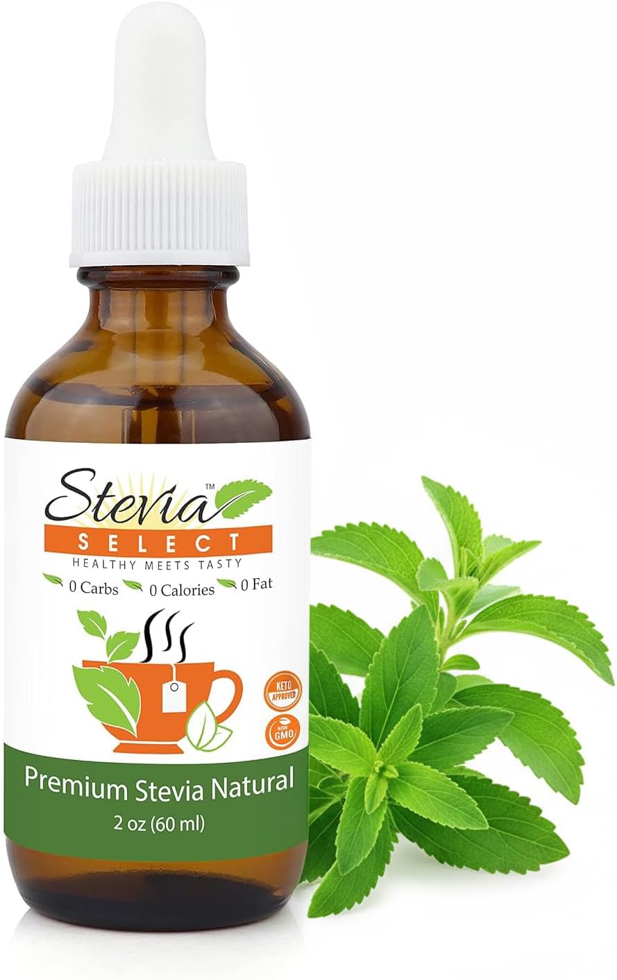 Stevia Select Plain Stevia Liquid Drops - Zero Calorie Sweetener - All Natural Liquid Pure Stevia Extract - Plant Based Sugar Substitute - Keto Sweetener & Sugar Alternative 2 Oz