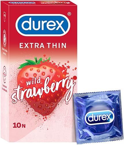 Durex Preservativos extrafinos con sabor a fresa salvaje para hombres - 10 unidades