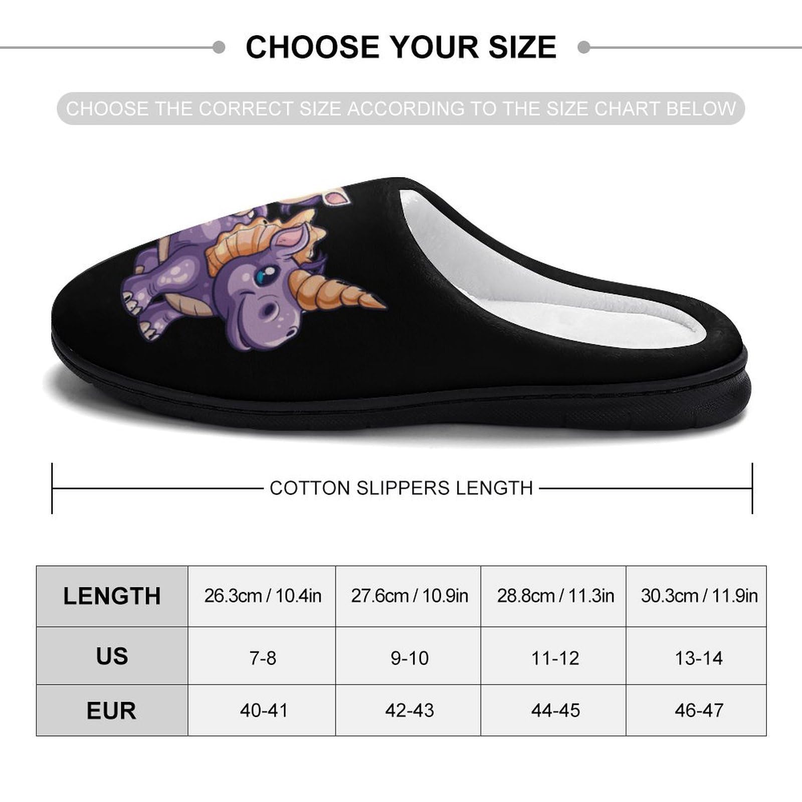 Unicorn Riding Dinosaur Triceratops Mens Slippers Casual Slip On Warm House Shoes with Rubber Sole Indoor Outdoor 13-14?46-47?