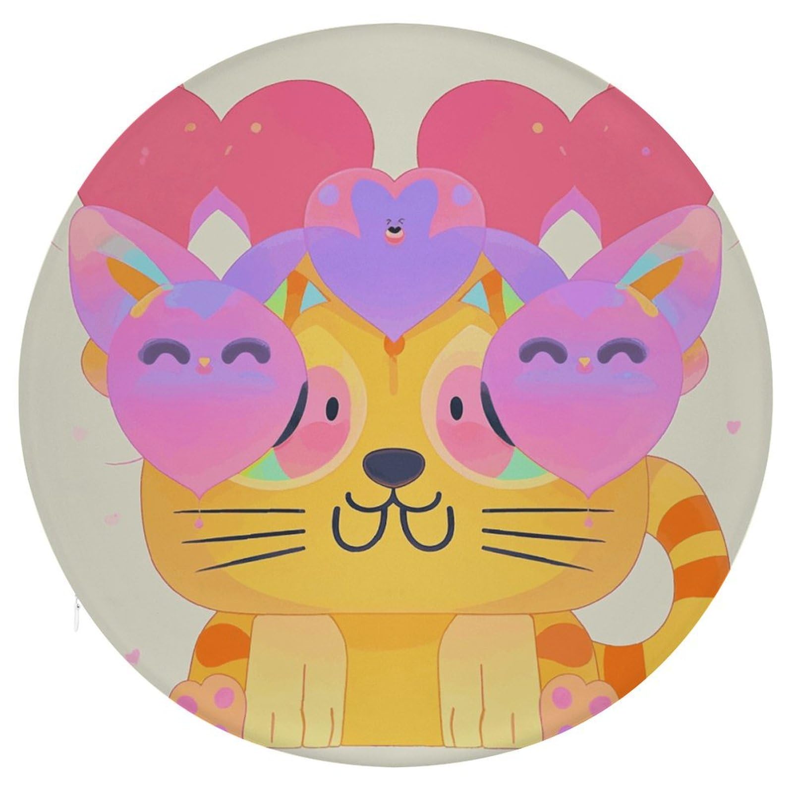 Tapis de pique-nique d'extérieur rond 39 cm imprimé chaton pour parc