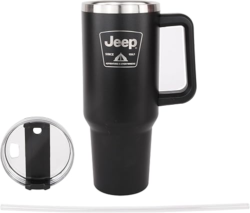 Miniatura 3 de Jeep Adventure is Everywhere Since 1941 - Taza de viaje aislada de 40 onzas con logotipo de tienda de campaña con asa, vaso de acero inoxidable