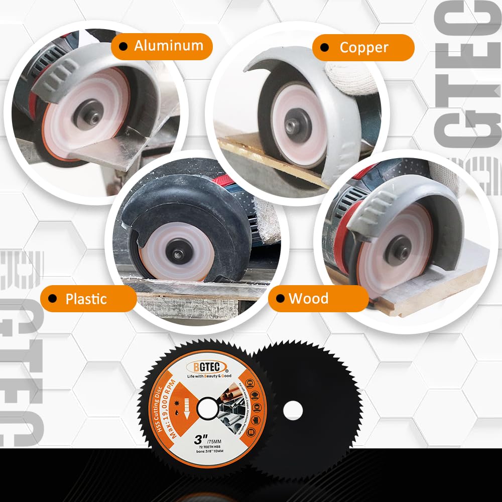 HSS Metal saw blade - BGTEC 3 pcs 75MM Circular Saw Blade 72T 10MM Bore for Soft Metal,Aluminium,Copper,Wood,Plastic - Image 4