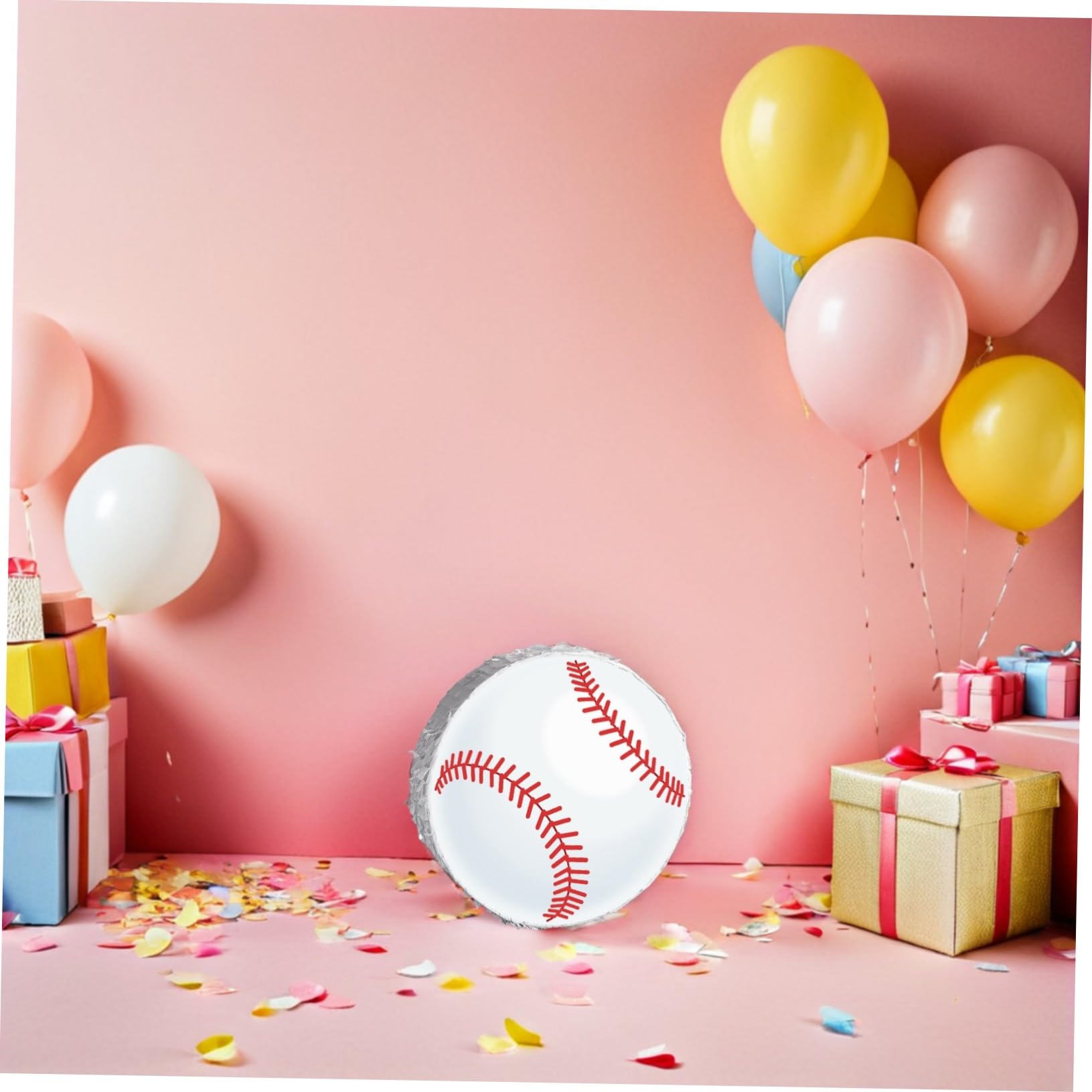 HEMOTON Piñata de Béisbol Colgante con Bate y Confeti Decoración Deportiva para Fiesta Infantil de Cumpleaños Temática de Béisbol