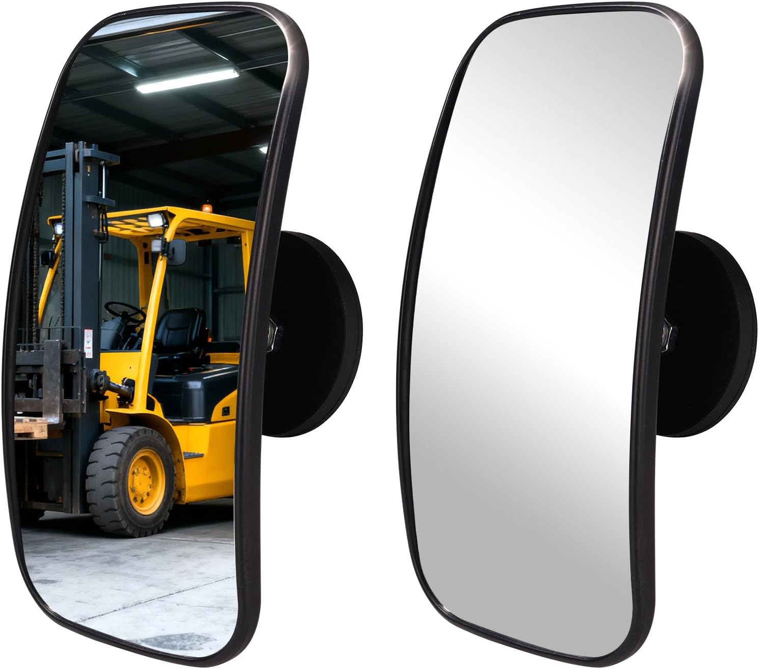 2pcs Magnetic Forklift Rearview Mirrors, Universal Square Magnetic Tractor Side Mirrors 360 Degrees Adjustable & High-Definition Rear View Mirror Accessories Attachments for Multiple Forklift Models
