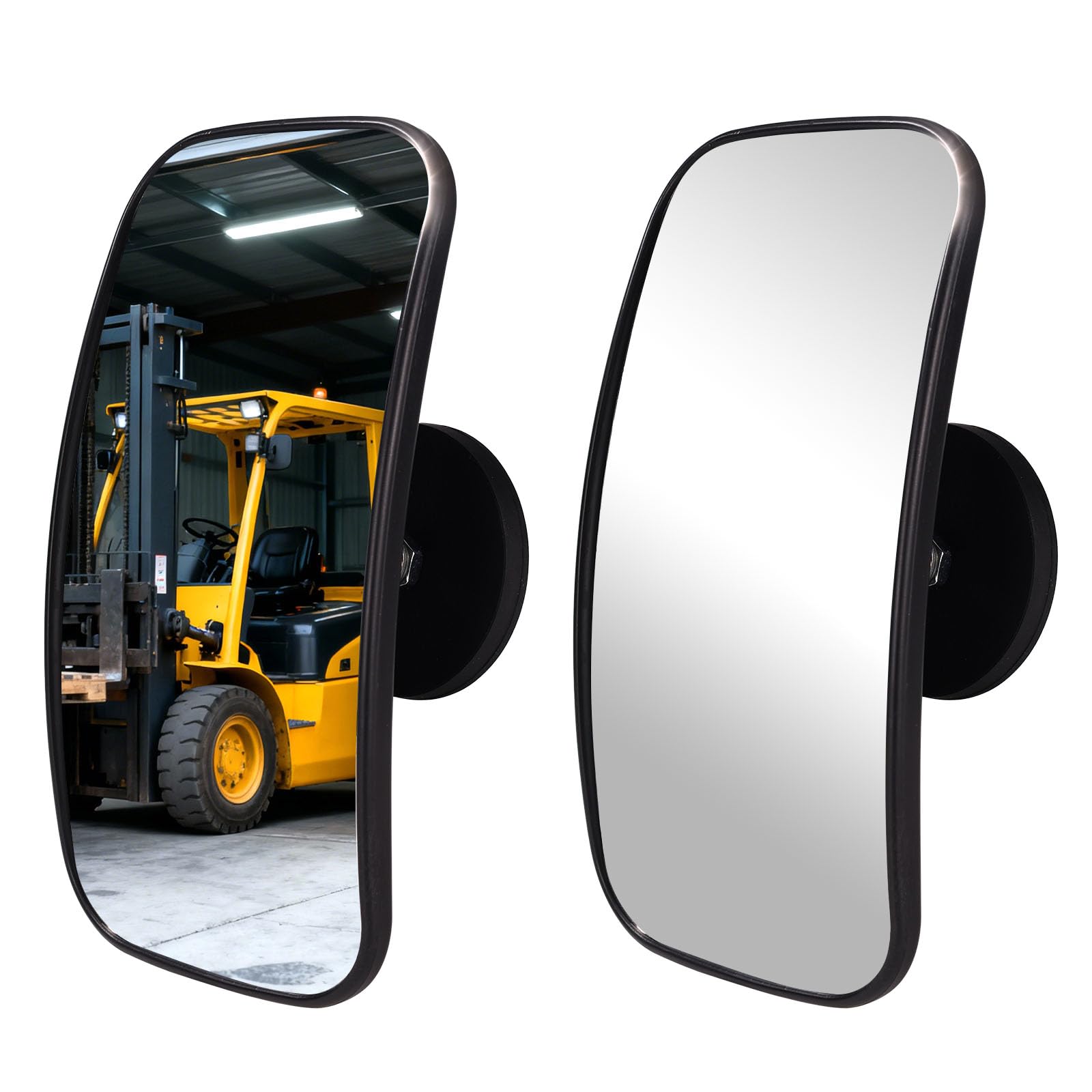 2stk Magnetische Gabelstapler-Rückspiegel, Universelle Quadratische Magnetische Traktor-Seitenspiegel 360 Grad Verstellbar und Hochauflösender Rückspiegel für Verschiedene Gabelstaplermodelle