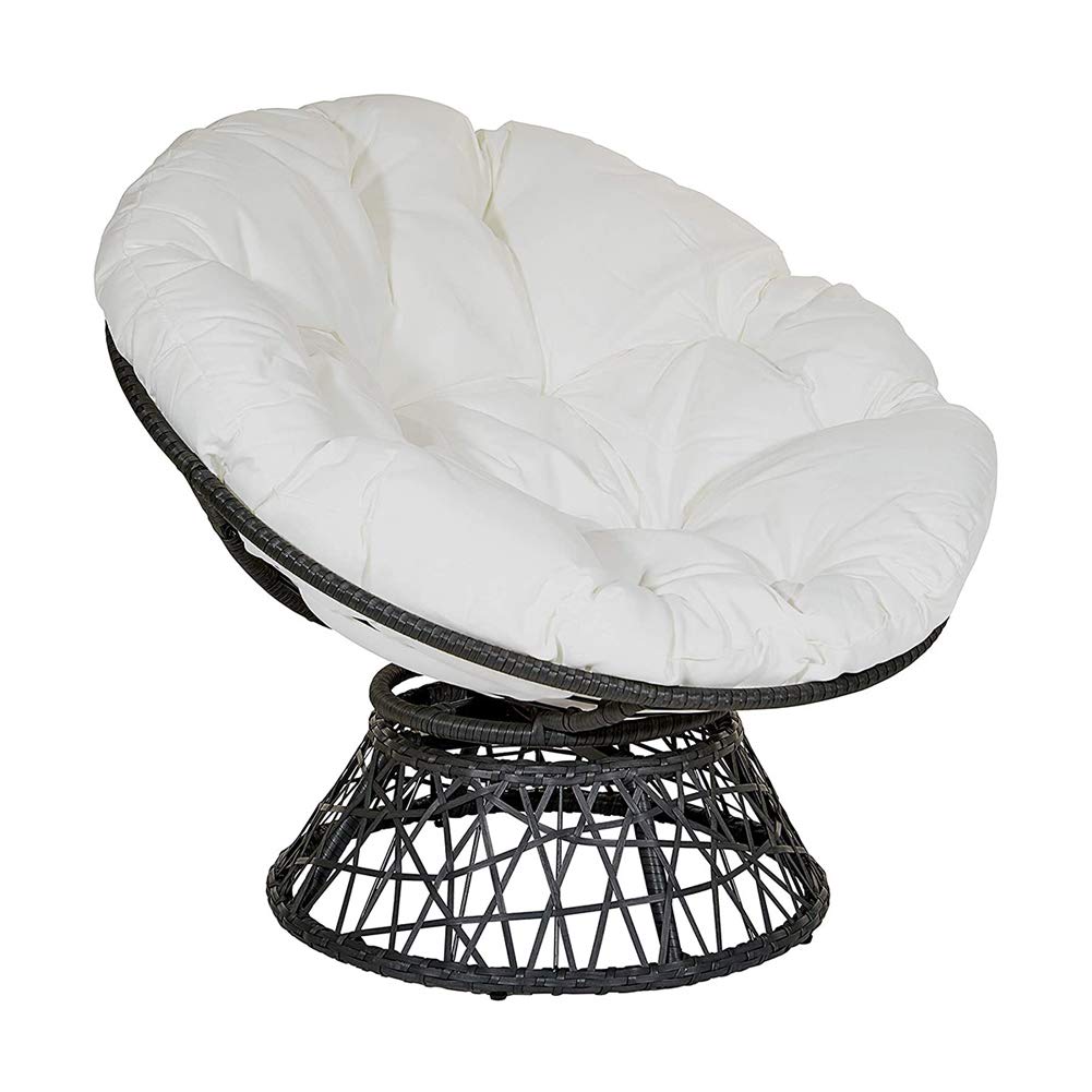 Coussin de chaise papaye blanc 80x80 cm en rotin rembourre pour hamac oeuf