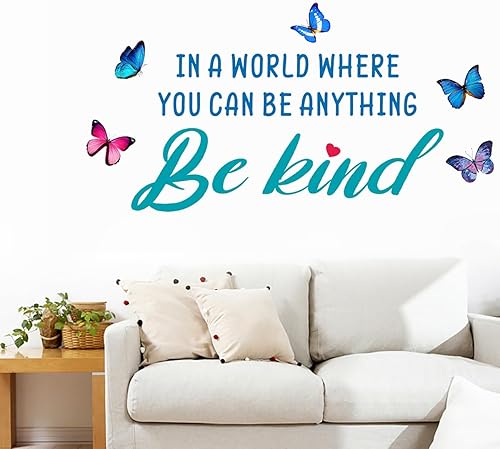 Miniatura 5 de Calcomanías de pared con citas inspiradoras, diseño de mariposa, en un mundo donde puedes ser cualquier cosa, calcomanías de pared con texto