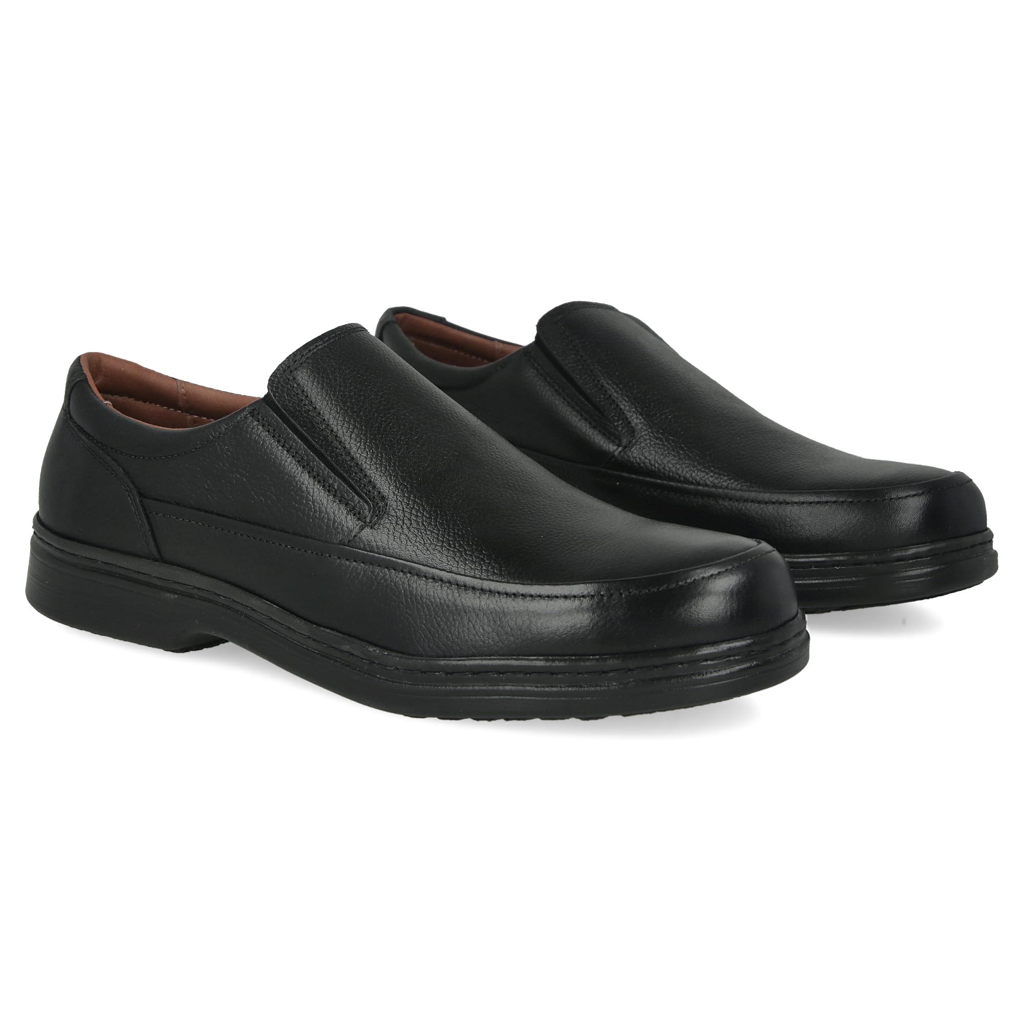 Scarpe da Lavoro in Pelle da Uomo, Uniformi, Sanità e Ristorazione. Fatto in Spagna. Imbottito. Suola di Gomma. Ideali Camerieri, Polizia. Lacci e Strappo