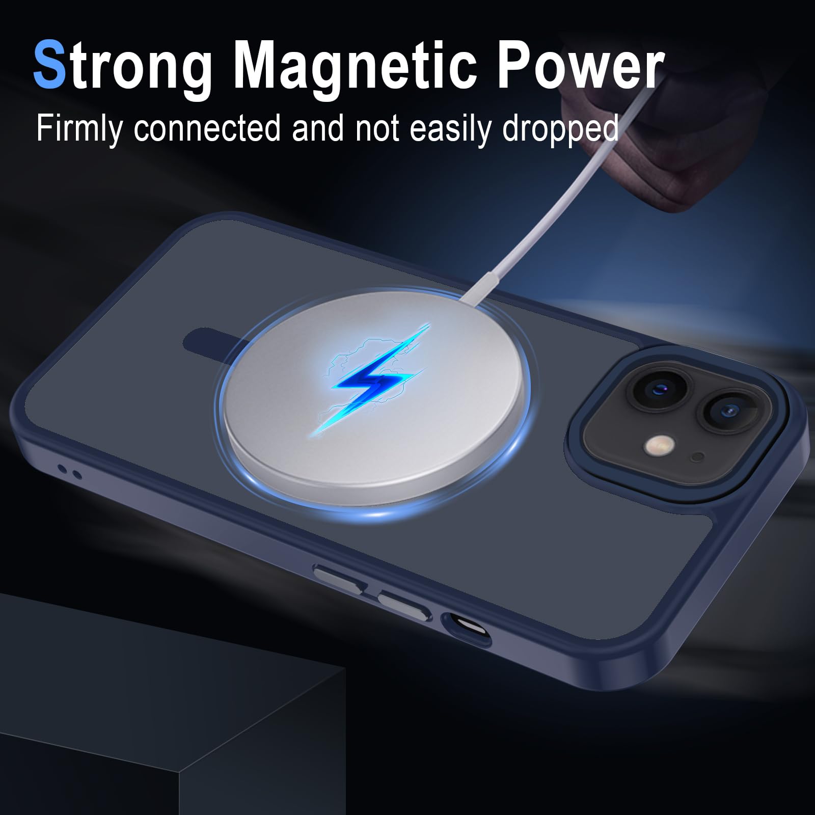 XTCASE Cover Magnetica per iPhone 12 Mini [Compatibile con MagSafe], Custodia Traslucida Opaca Posteriore Resistente ai Graffi TPU Bumper Antiurto Sottile Protettiva Case, Blu