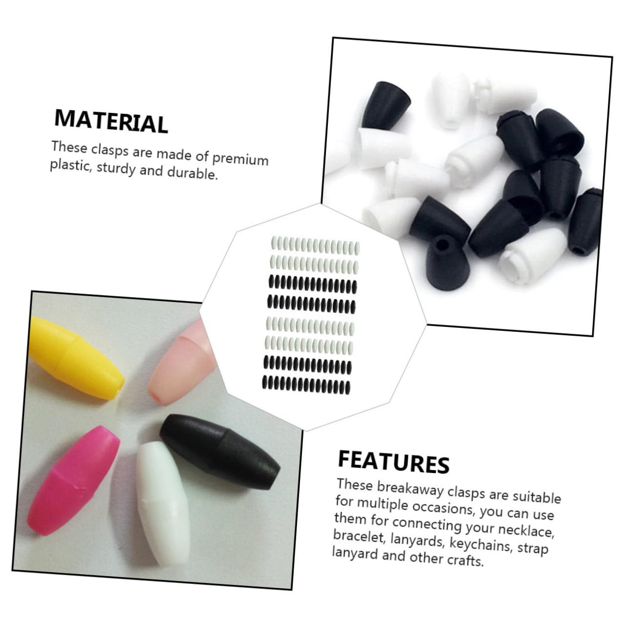 Operitacx 500piezas Clips De Seguridad De Plástico Para Conectores De Cuerda Para Ropa y Accesorios Negros y De De Usar