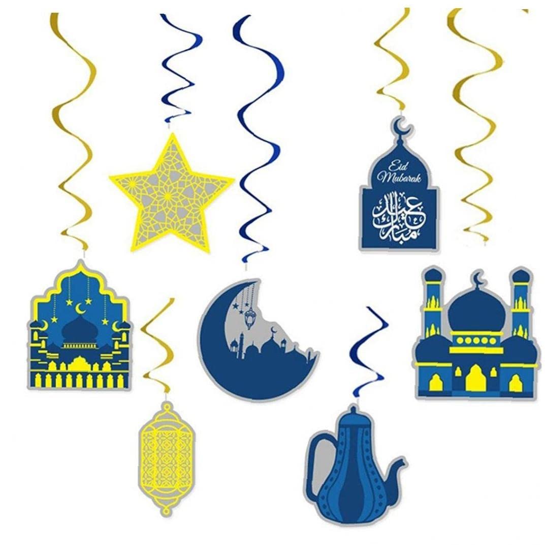 1 pezzo Striscione dorato di carta Ramadan Mubarak, decorazione per