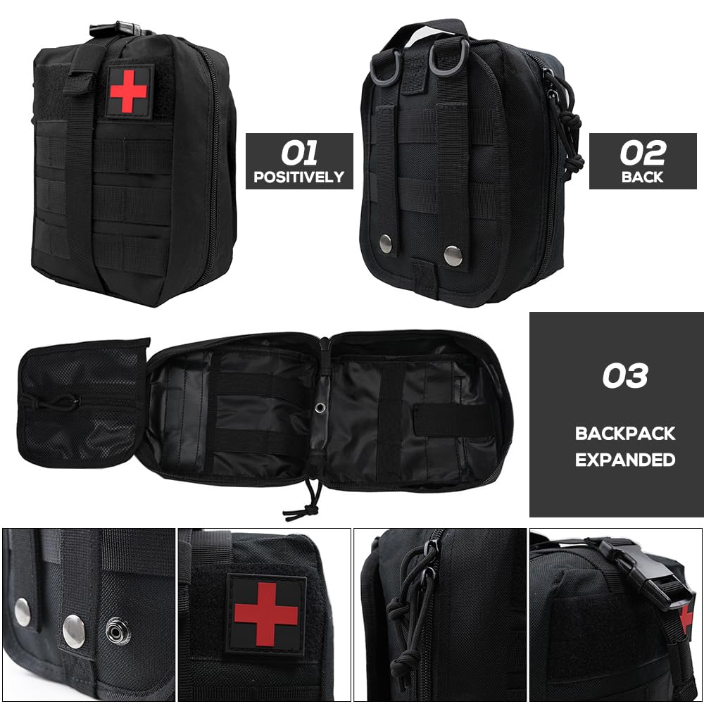 46 Pièces Trousse de Secours Complete, Kit Premier Secours, Trousse de Secours Militaire, Trousse Premier Secours, Medical Survival Compact Kit Box Pour la Maison La Voiture Camping Randonnée