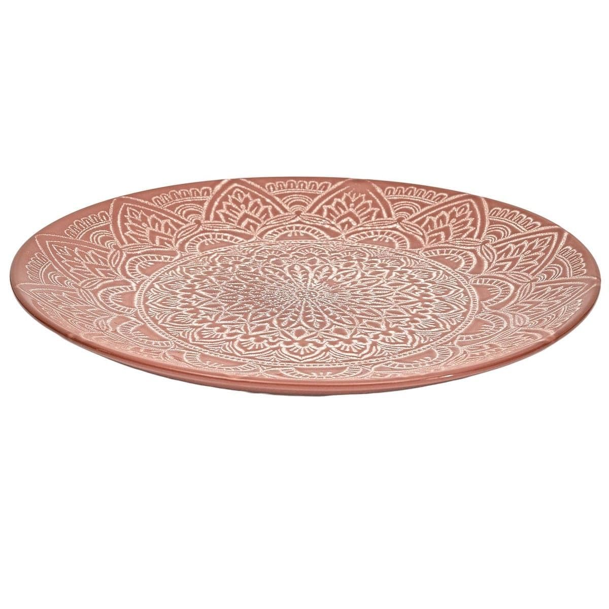 AltoBuy Set de 6 Assiettes Plates en céramique Terracotta Motif Mandala (Ø27 cm) - AKKA