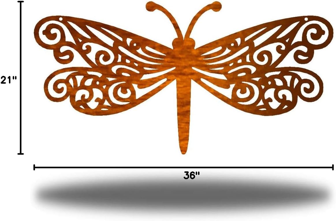 Riverside Designs Dragonfly Metal Wall Decor Yard Art Active (Copper, 30")