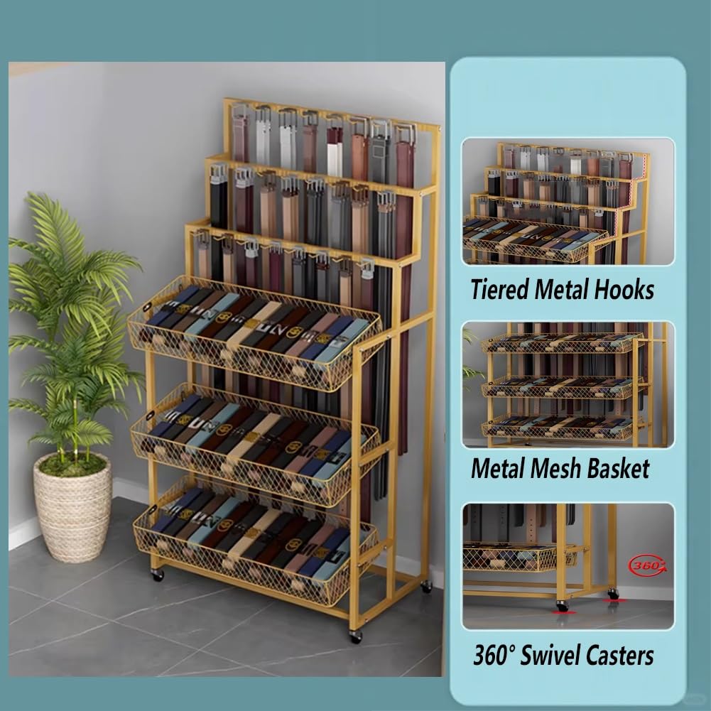GRRICEPL Gürtelständer, Multifunktionaler Kleiderschrank-Organizer, Aufbewahrungs- Und Präsentationsständer für Krawatten, Schals, Tücher Und Accessoires(Schwarz,60x45x150 cm)