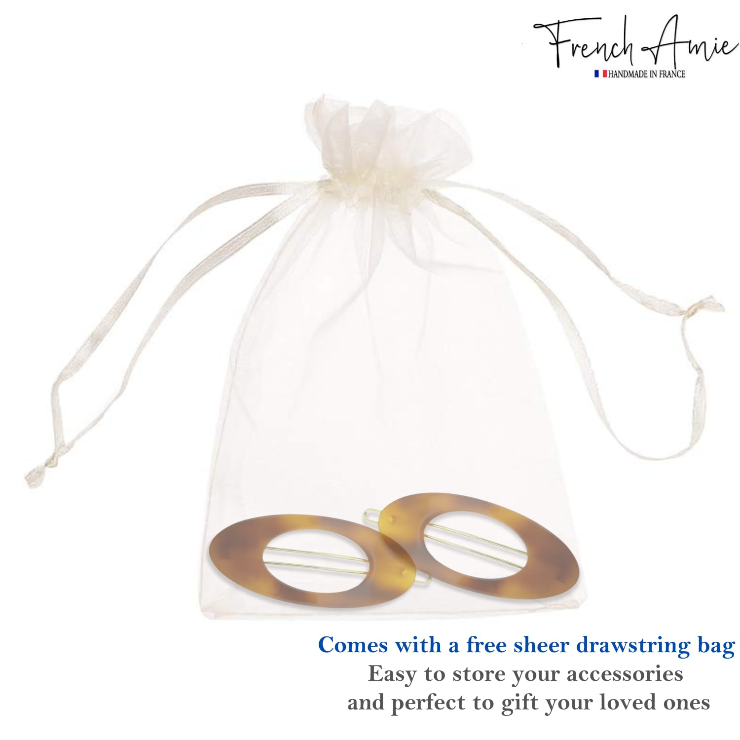 French Amie Oval Small 2 1/4” Celluloid Acetate Side Slide In Strong Hold Hair Clip Barrettes with Tige Boule Clasp for Girls and Women, Made in France (Tortoise Shell 2 Pcs) - Image 8