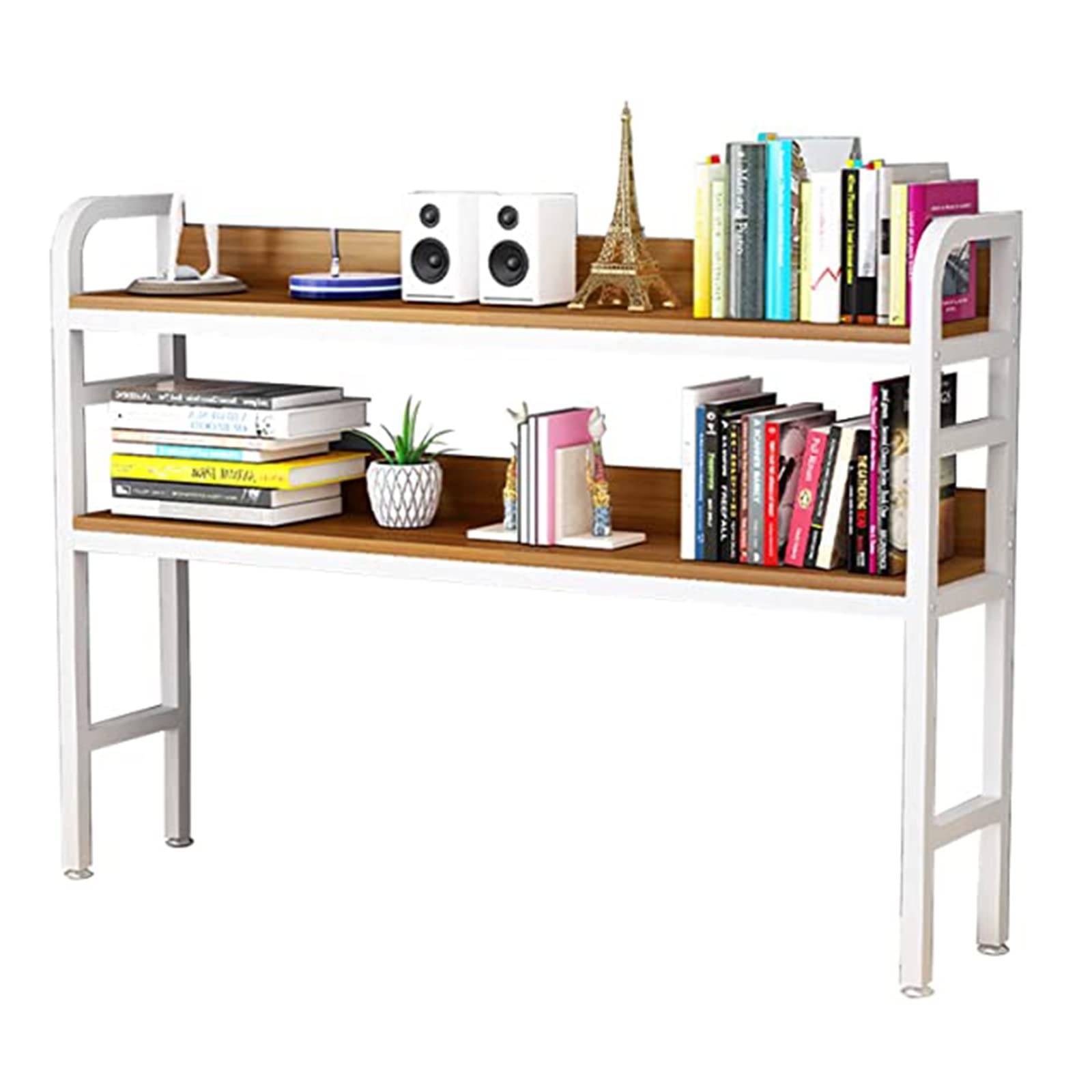 ASerZenith Desktop Bookshelf- Small Desktop Bookshelf, 2 Tier Wood Metal Desktop Bookcase