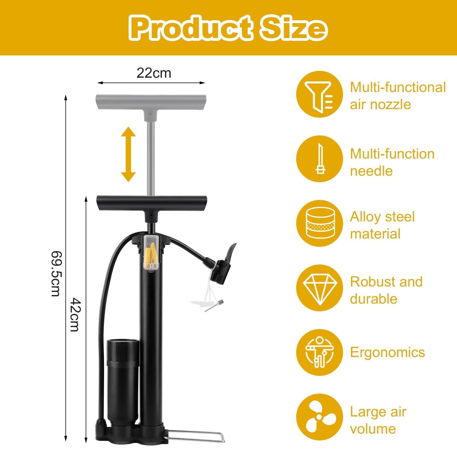 Pompe à Vélo MXTIMWAN Avec Manomètre - Gonfleur Double Valve Pour Vélos, Voitures, Ballons
