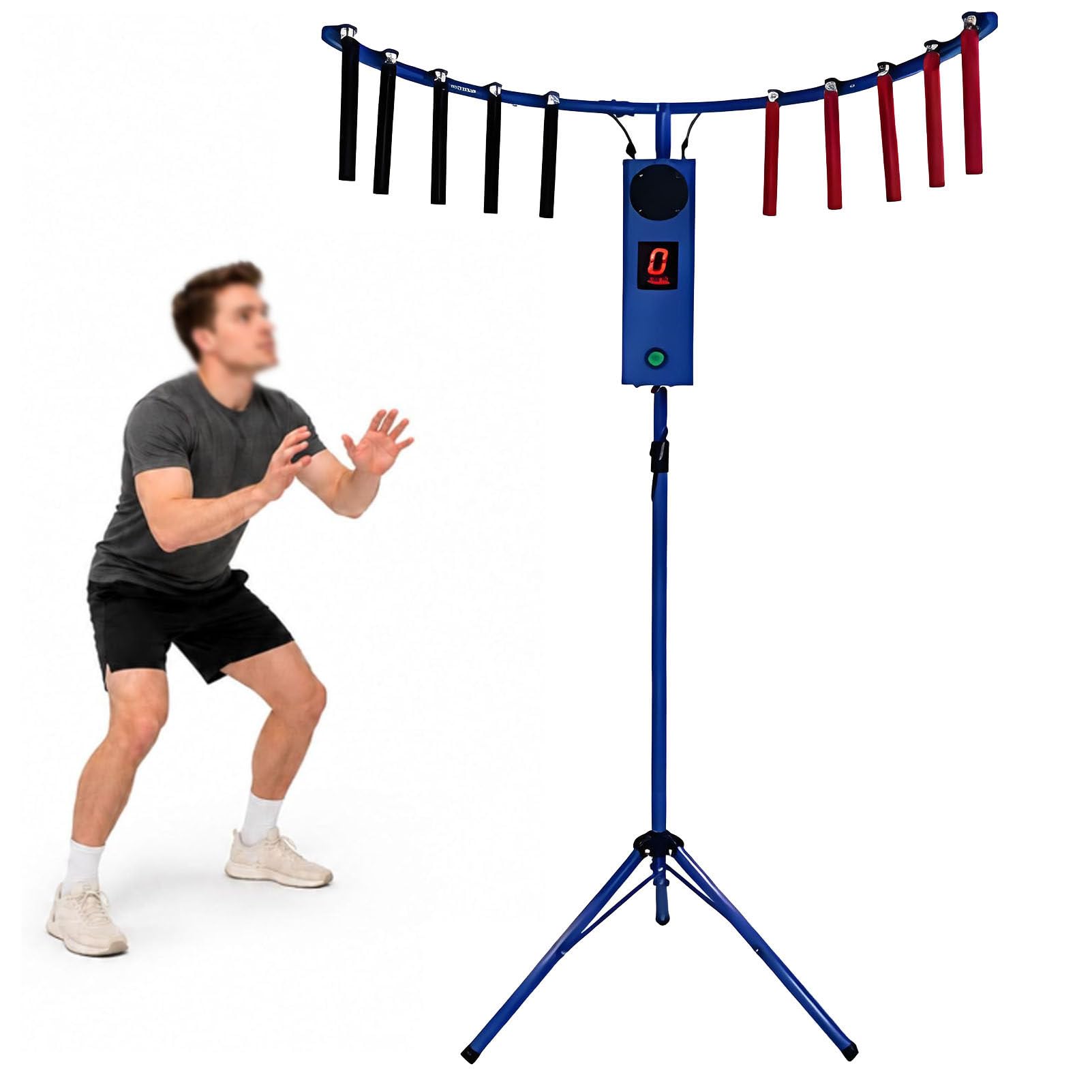 Oiyekntd Hand Eye Coordination Training Catching Stick Game with LED Lights & MP3, Adjustable Speed Reflex Stick Arcade Machine for Party, Family Game Night, Business Entertainment Blue