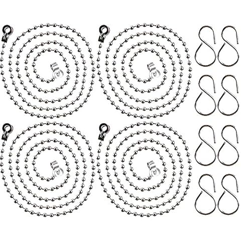 Ball Type Plug Chains Bathtub Sink Stopper Chain Bath Stainless Steel Plug Chain with S Hook for Basin Bath Supplies, 23.6 Inches Long (4 Pieces) Cover