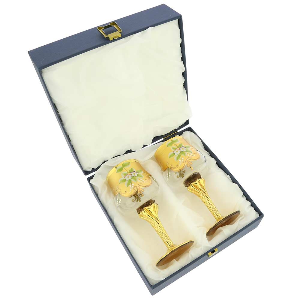 Amazon | GlassOfVenice 2個セット ムラーノガラス ワイングラス 24K