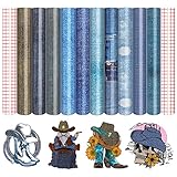 Tintnut Denim Permanent Adhesive Vinyl - 10 Sheets 12'x10', Blue Jeans Adhesive Vinyl Patter Permanent Outdoor for Decor Sticker, Self Sticker Water proofing