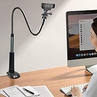Vista 4 de Soporte para cámara web de 32 pulgadas, base gruesa mejorada, cuello de cisne flexible, abrazadera de montaje para cámara web Logitech C930e C930