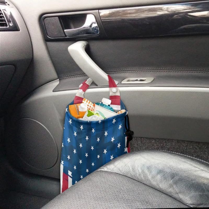 Image of USA Flag Car Garbage Bag Holder, American Independence Auto Organizer, for the Back /Front /Console of Any Sedans, SUVs