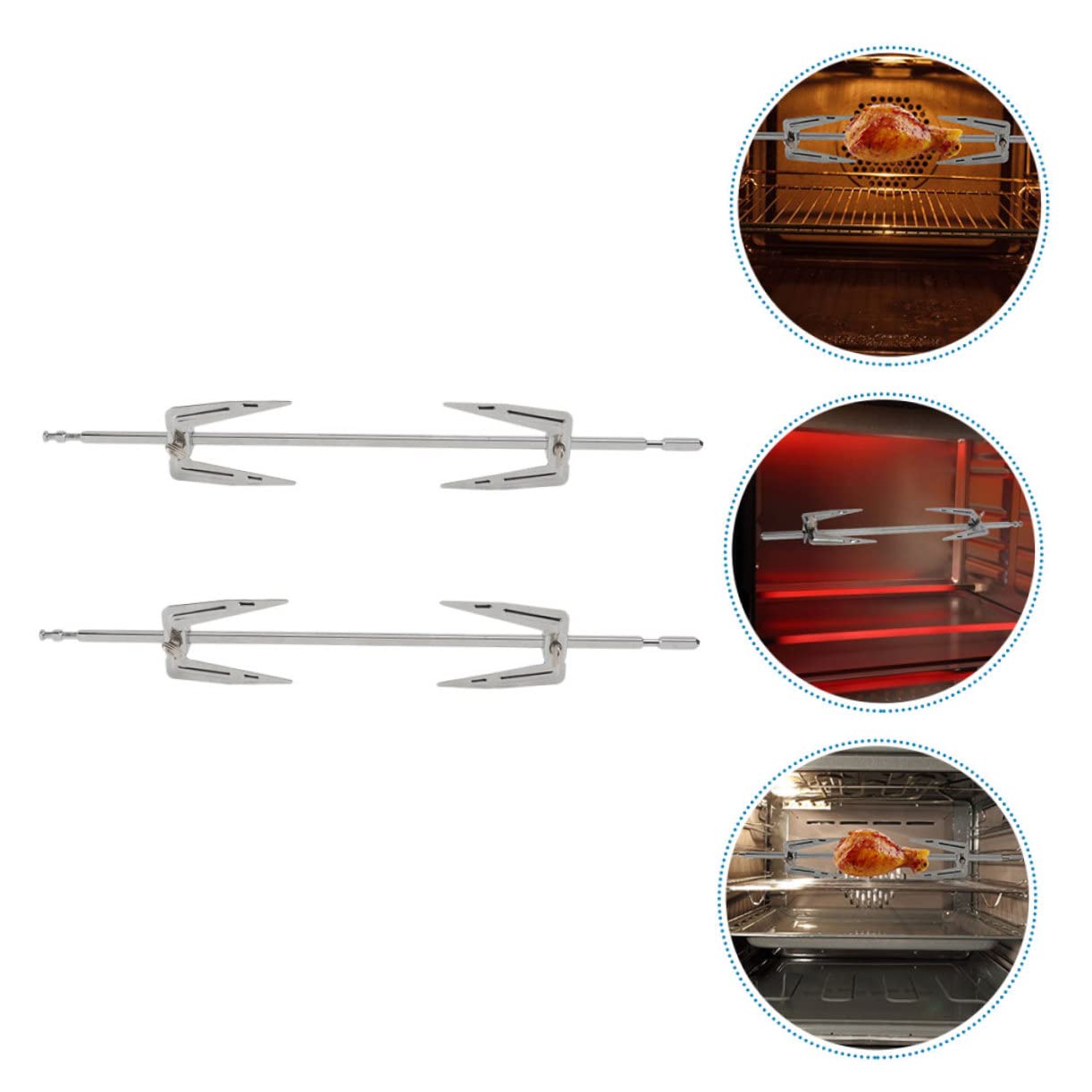 VANZACK 2Sets Stainless Steel Bbq Fork Durable Rotating Forks for Grilling Oven Use Bbq Tool Accessory for Chicken