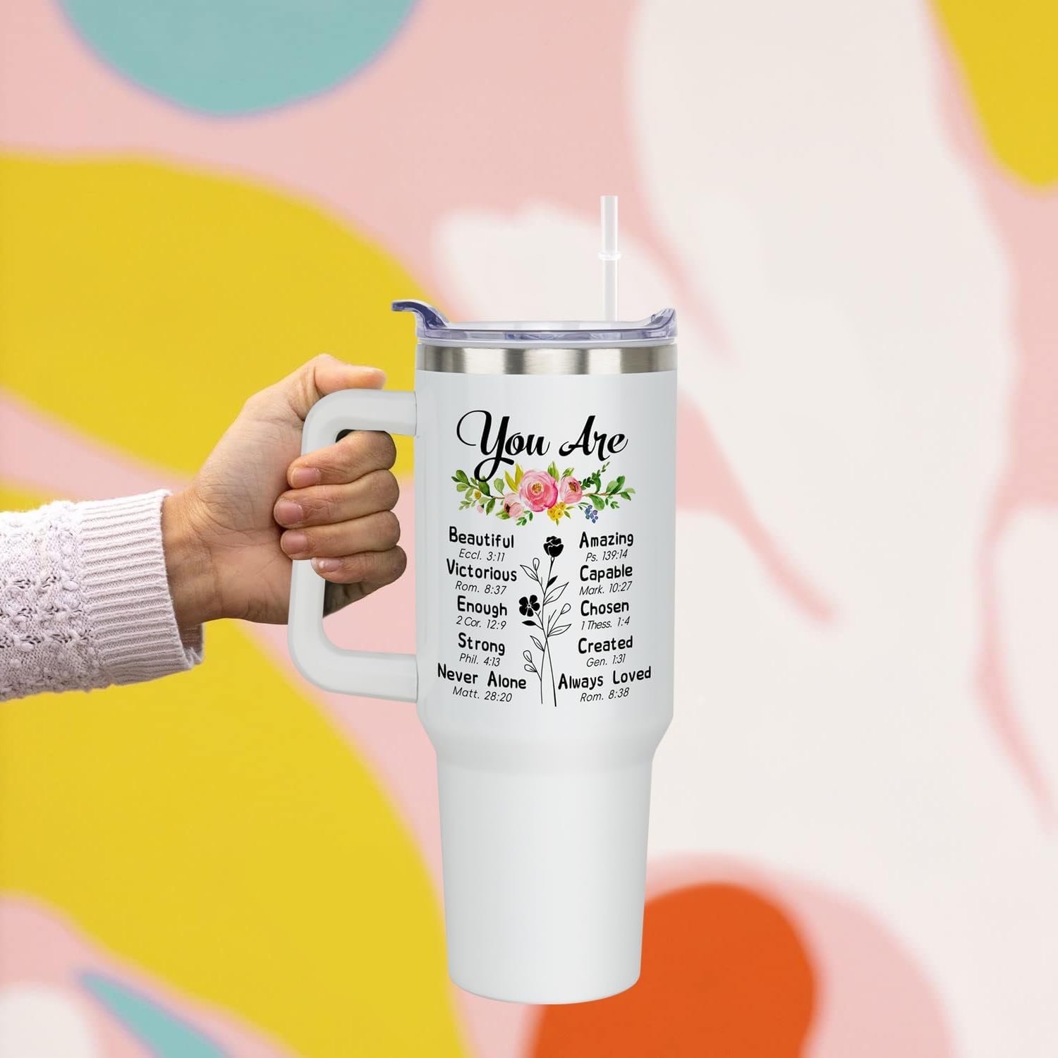 Mimi Gifts Mothers Day Gifts For Grandma,Birthday Gift for Mimi From Grandkids New Grandma Gift,40 oz Tumbler With Handle Coffee cups with Straw and Lid - Image 3