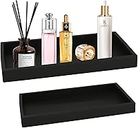 Vista 1 de 2 bandejas de silicona para tocador de baño, 12 x 5 pulgadas y 8 x 4 pulgadas, soporte rectangular negro para jabón y esponja, bandeja