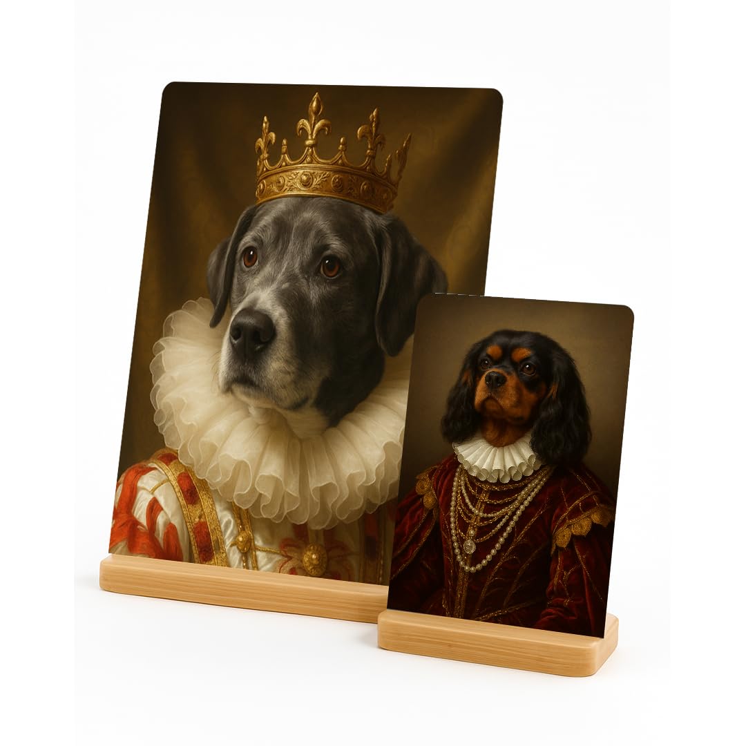 Personalised Pet Portrait Watercolour Gift From Photo Desktop Picture Frame With Stand Custom Memorial Keepsake Gifts for Dog Lovers Cat Pug Sausage Any Breed (Royal, A4 29cm x 20cm)