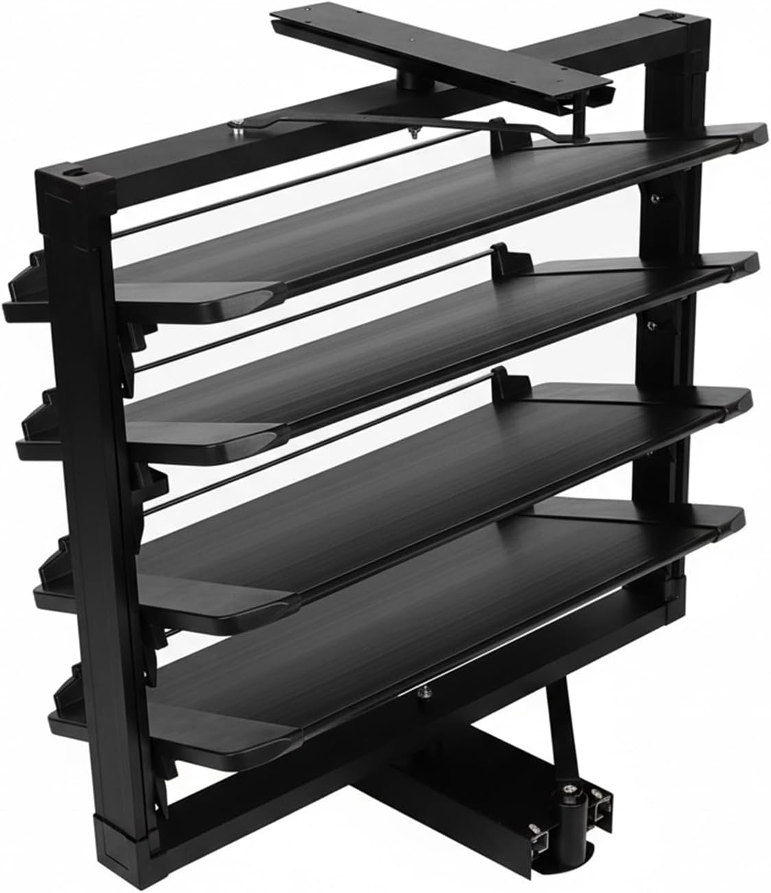 Pull-Out Shoe Rack Organizer Adjustable Height 4 Tier Metal Stackable Shoe Rack Space Saving Vertical Shelf Organizer Free Standing for Entrances Living Rooms