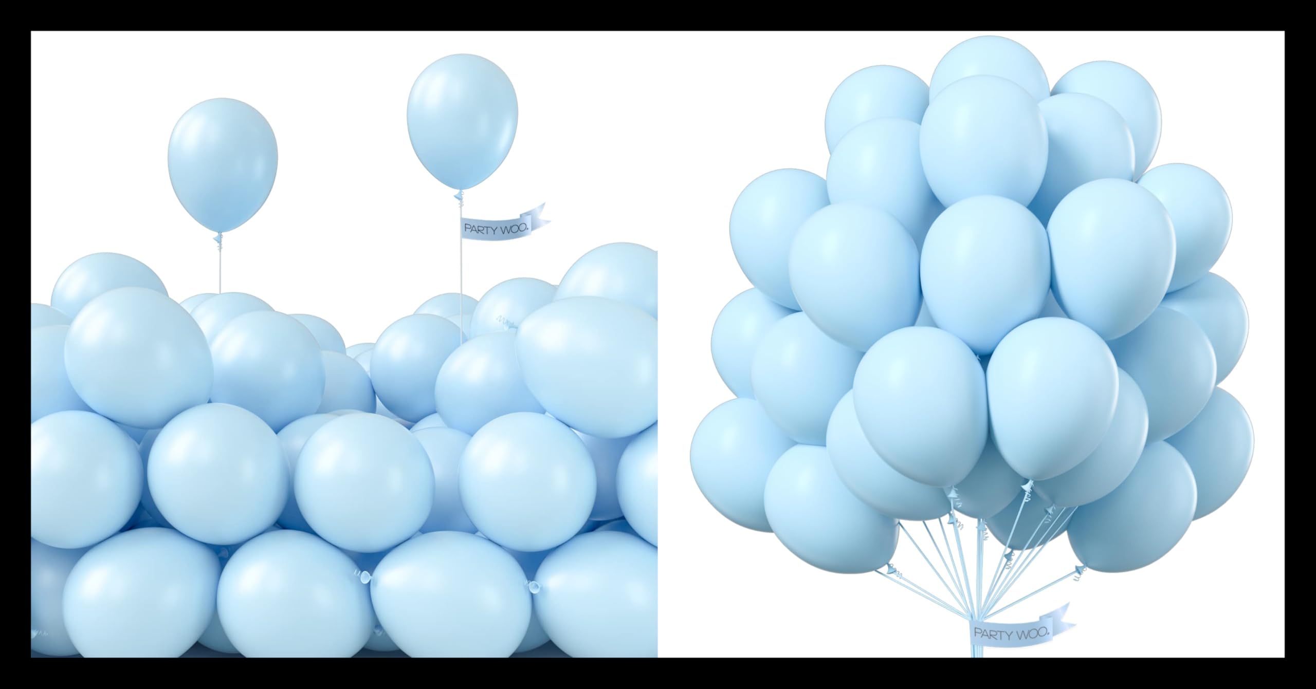 PartyWoo Pastel Blue Balloons 50 pcs and PartyWoo Pastel Blue Balloons 50 pcs