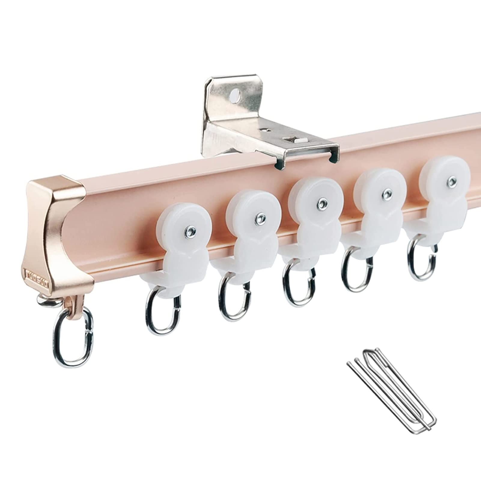 SFNIOKFG Curtain Track System Ceiling/Wall Mount, Flexible Shower Curtain Rods with Hooks, Wall Divider Curtain Rail for Bathroom Bedroom Office RV (Color : Wall Mount, Size : 240cm/7.9ft)