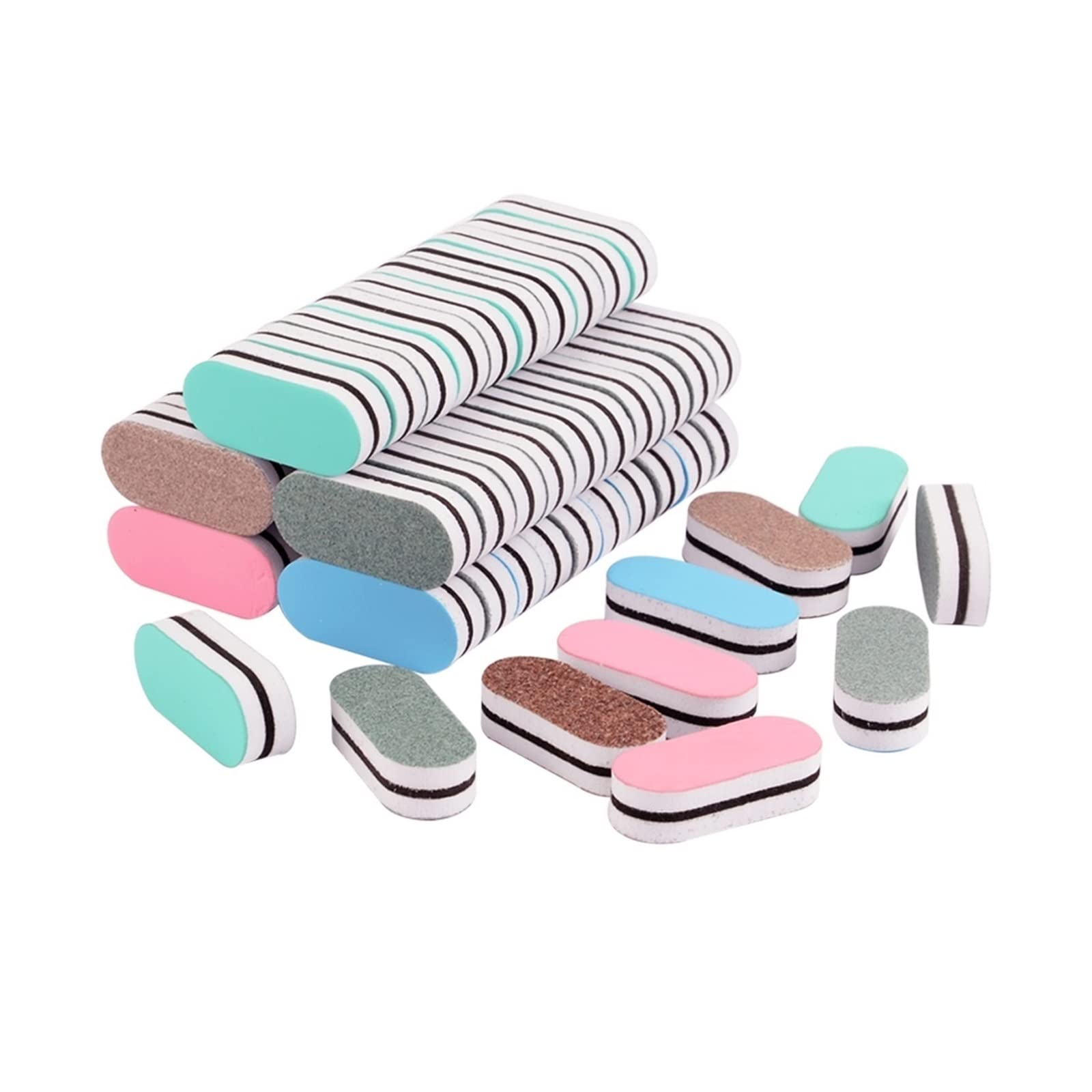 TRUSTTWO 100 unids/Lote Mini Esponja Lima de uñas Colorido Lijado Gel pulidor Conjunto Bloque limas de uñas Doble Cara Herramientas de Arte de uñas The 100pcs Brown