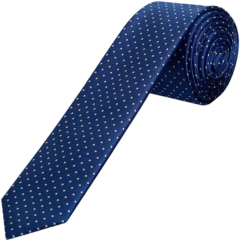 TIES R US Blue and White Polka Dot Skinny Men's Tie