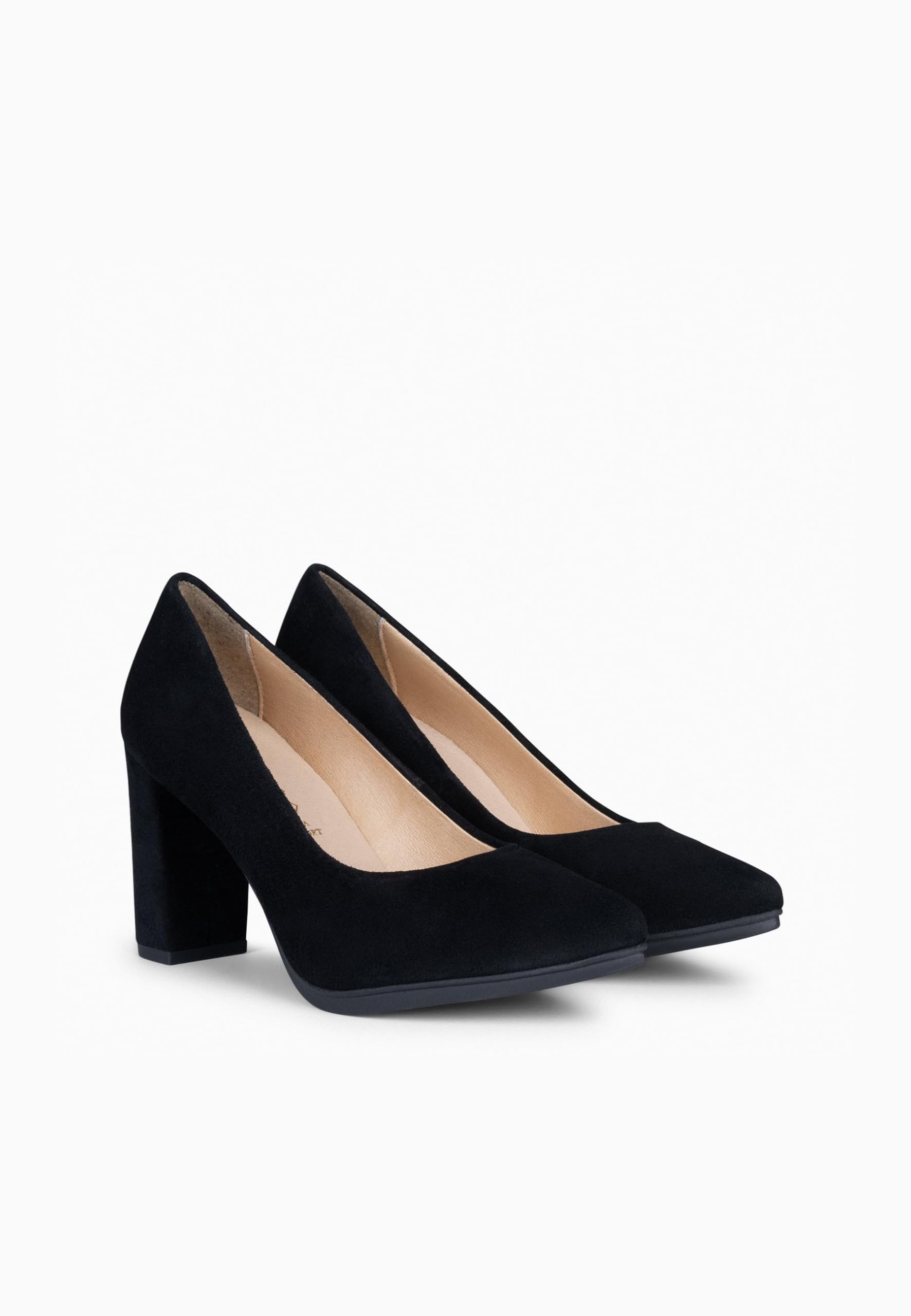 miMaO. Zapatos de tacón Ancho para Mujer en Piel de Ante y Plantilla de Gel. Fabricado y Diseñado en España