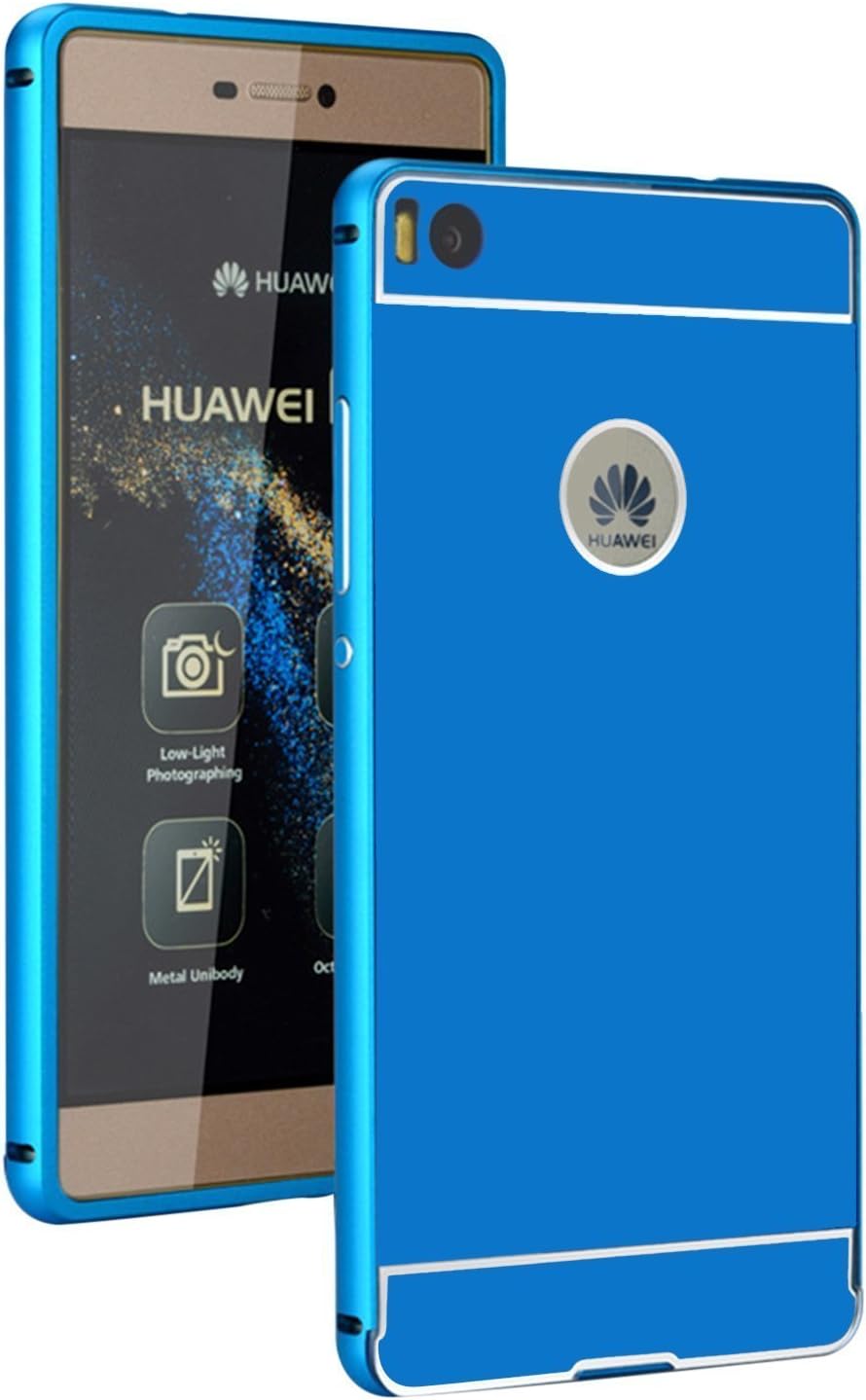 Huawei P8 Lite Case, LYSTOCK Ultra Thin Shockproof Aluminum Metal Bumper Frame + PC Back Case for 5.0 inch Huawei P8 Lite (Blue)