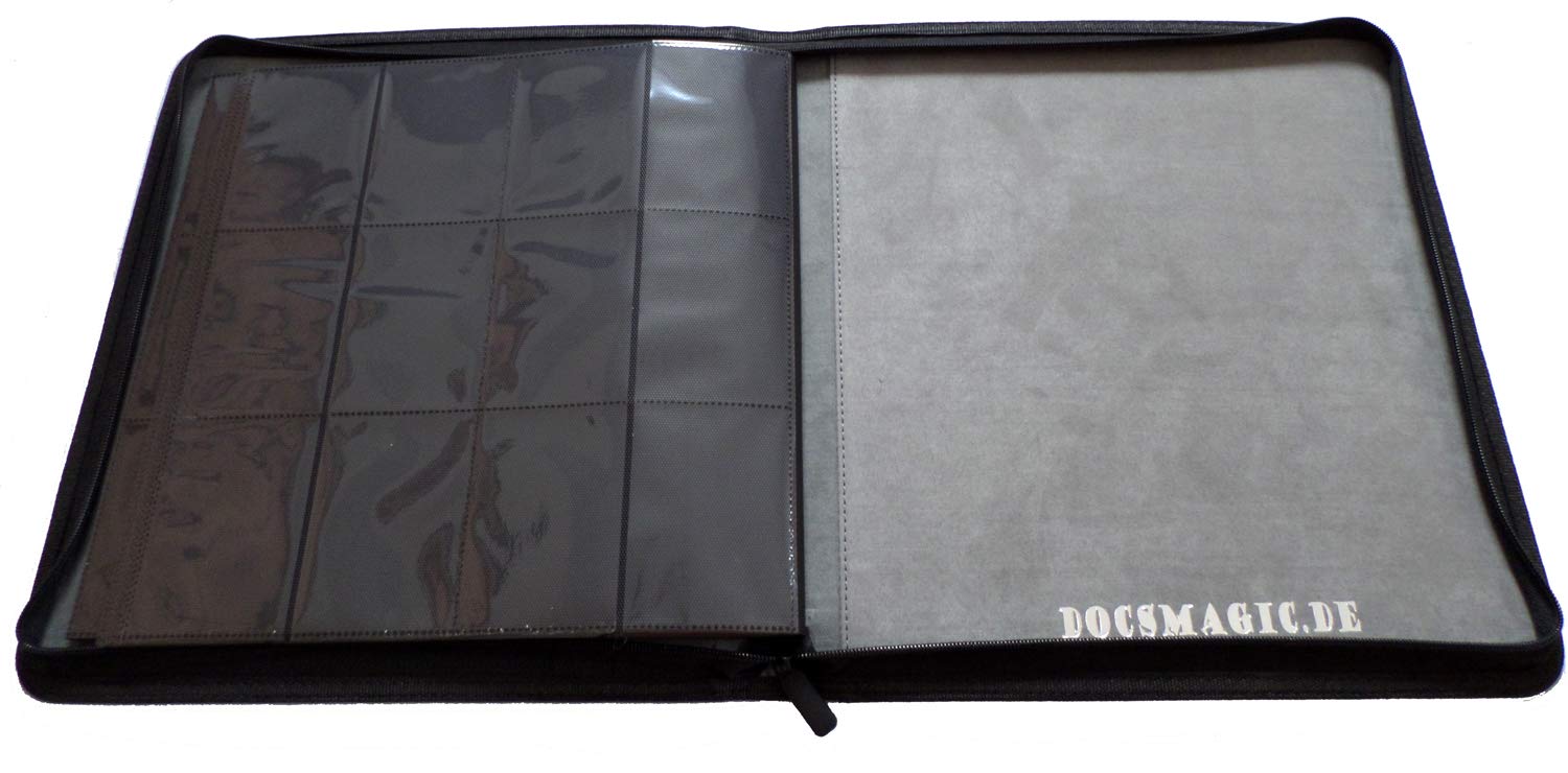 docsmagic.de Premium Pro-Player 12-Pocket Playset Zip-Album Black - 480 Card Binder - MTG - PKM - YGO - Cremallera Negra