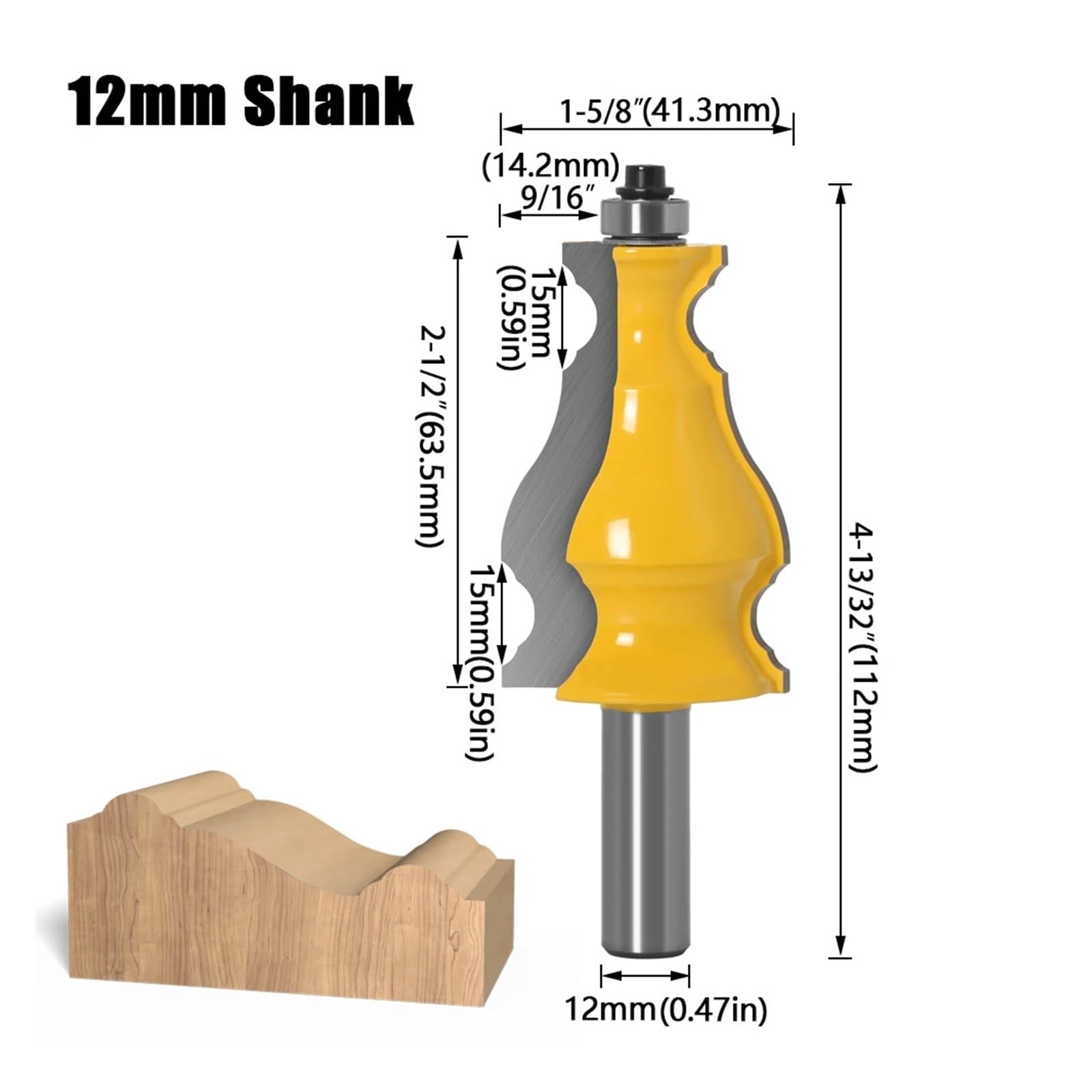 1 Uds. Broca Enrutadora De Moldura Marco Imagen Grande 1/2 "y 12mm Con Vástago 8mm(12mm shank)